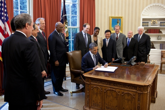 October 21, 2011 President Obama Signs the Trade Agreements with Korea, Colombia and Panama.